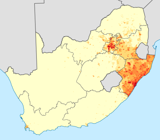 Zulu speaking population in South Africa