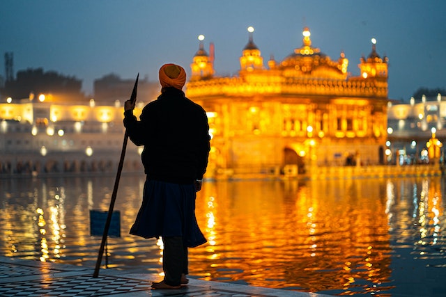 Image of a Punjabi man in a beautiful city.